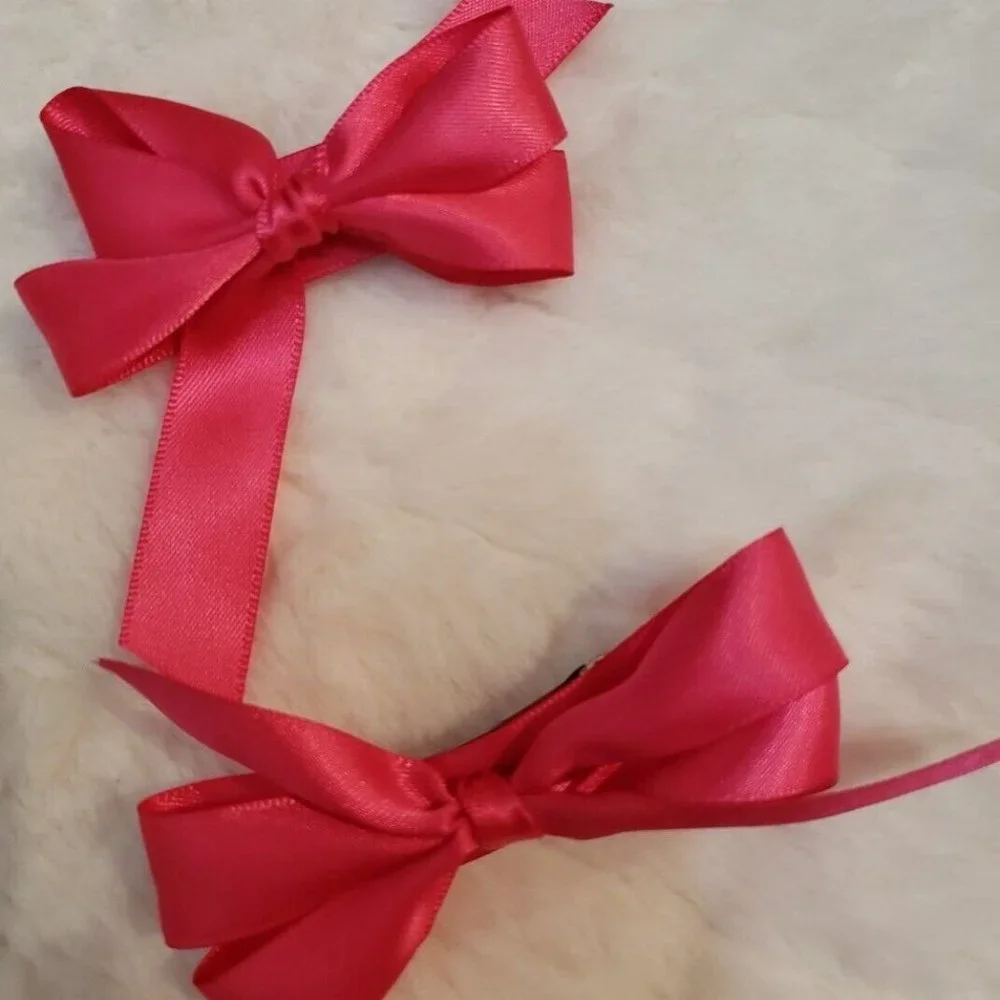 Pack of 3 Beautiful Handmade Girls Hair Bow Barrett Pink Silky Small/Medium